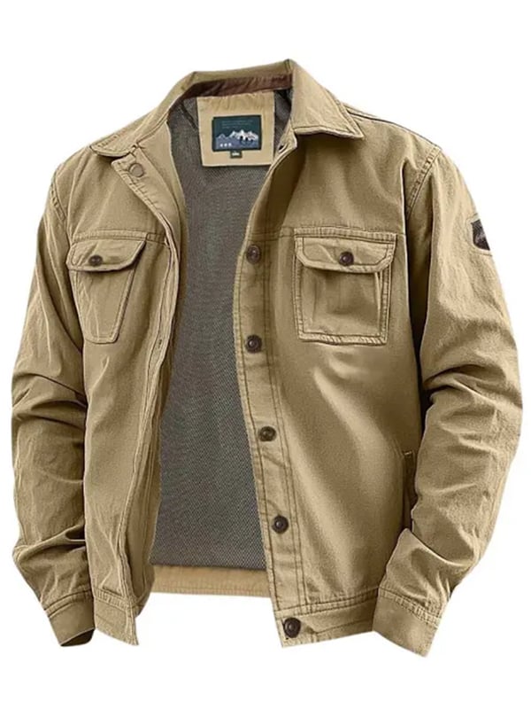 Chaqueta vintage para exterior Multi-bolsillo para hombre
