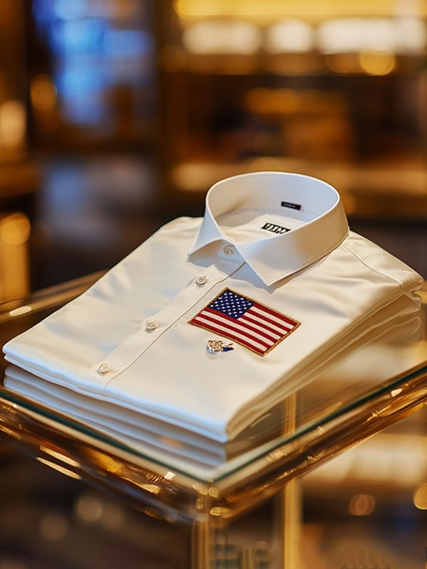 Camisa satén Luxe Independence Day de manga larga con botones para hombre