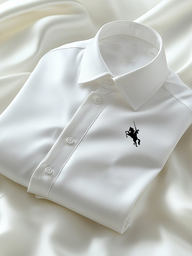 Camisa ejecutivo casual Logo solapa de manga corta para hombre