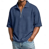 Camisa Waffle polos Zip Polo para hombre