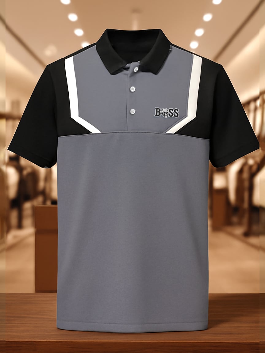 Camisa polo ejecutivo casual Button de manga corta para hombre