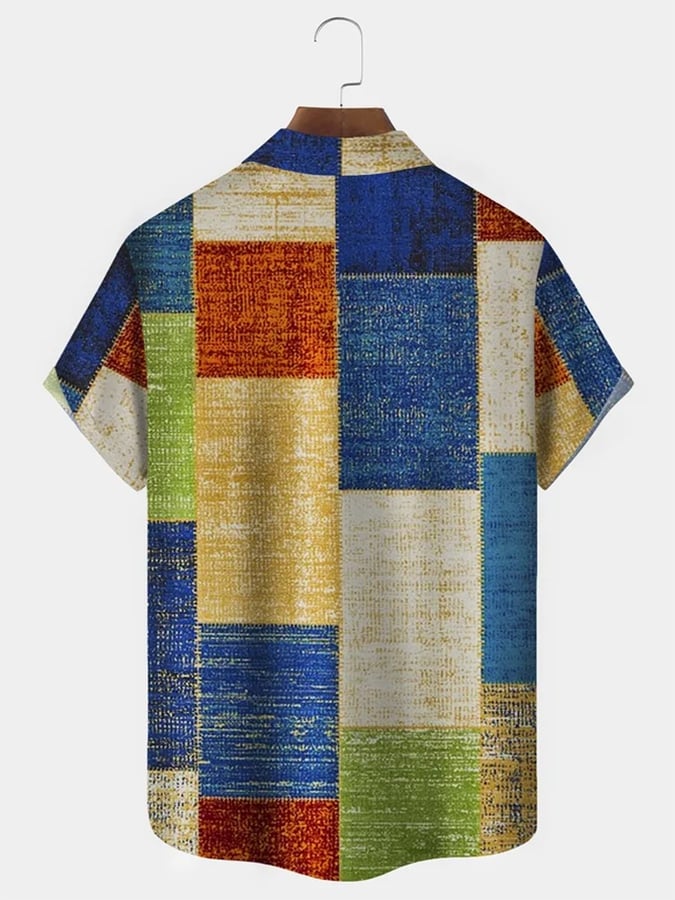 Camisa Trendy estampado Lapel de manga corta