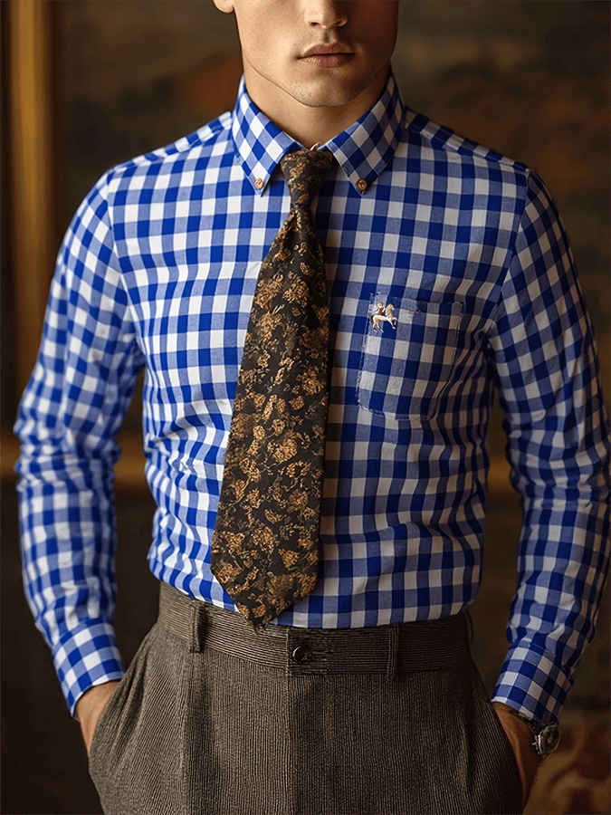 Camisa a cuadros ejecutivo casual para hombre