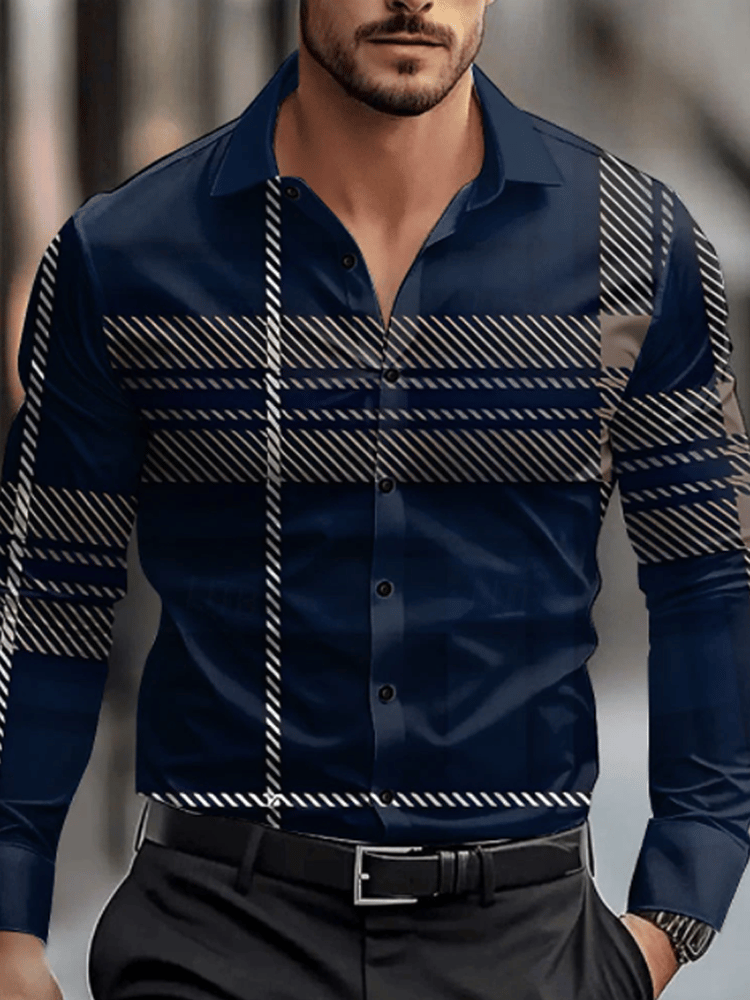 Camisa a cuadros ejecutivo de manga larga para hombre