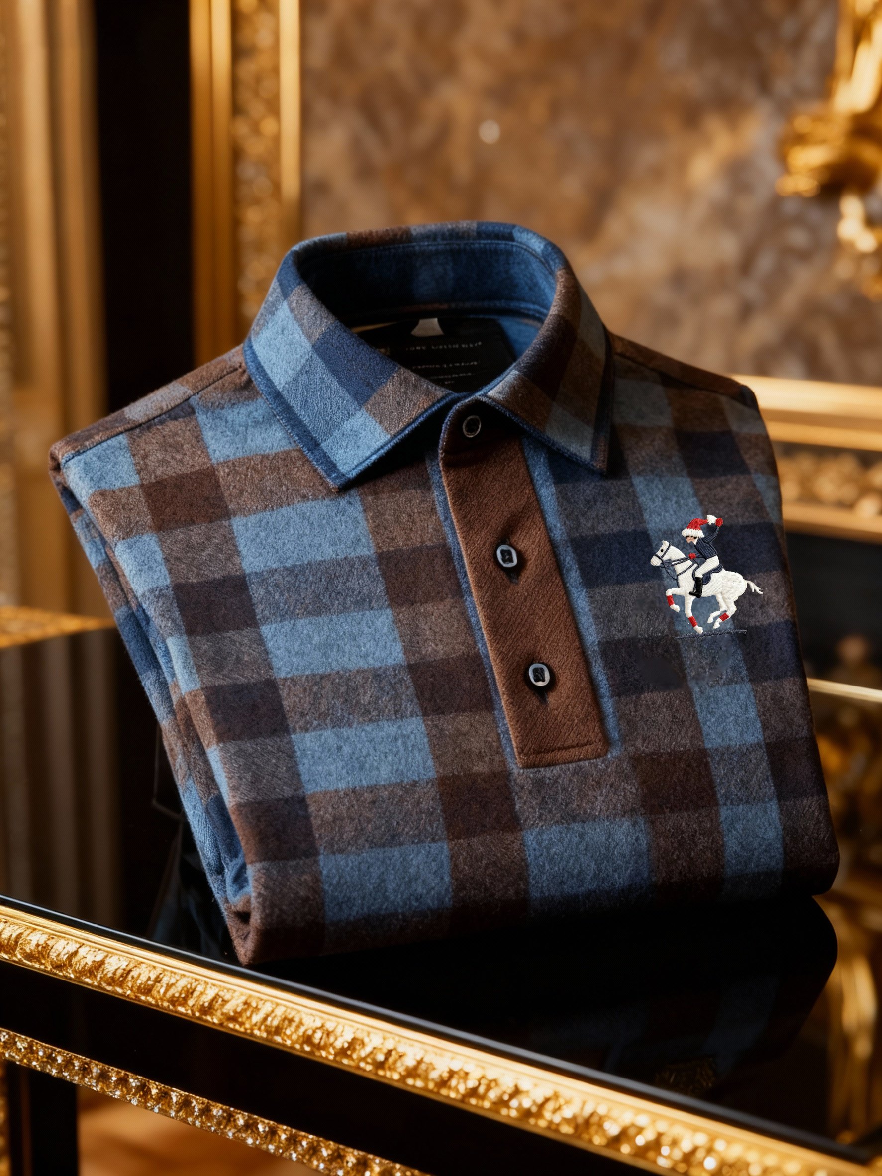 Camisa polo retro ejecutivo Logo estampado de manga larga para hombre