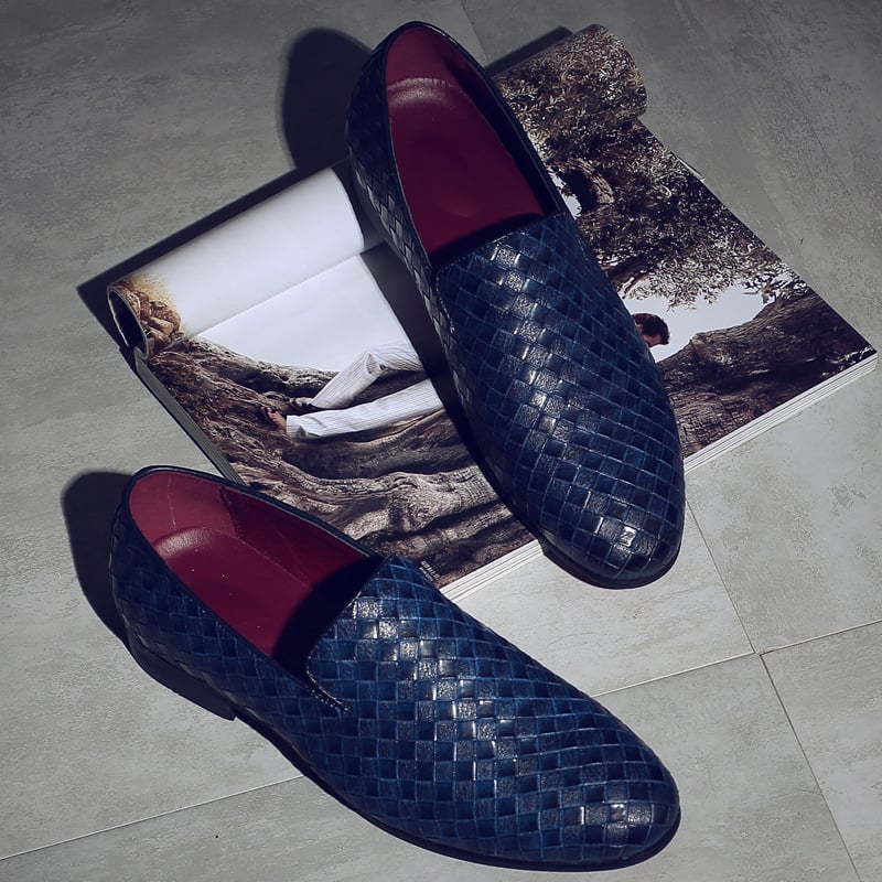 Zapatos Pointed Trendy casual Woven PU cuero para hombre