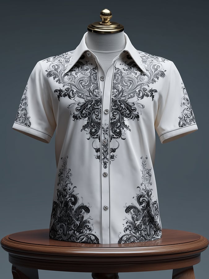 Camisa casual retro Gentleman Brogue diseño Dark para hombre