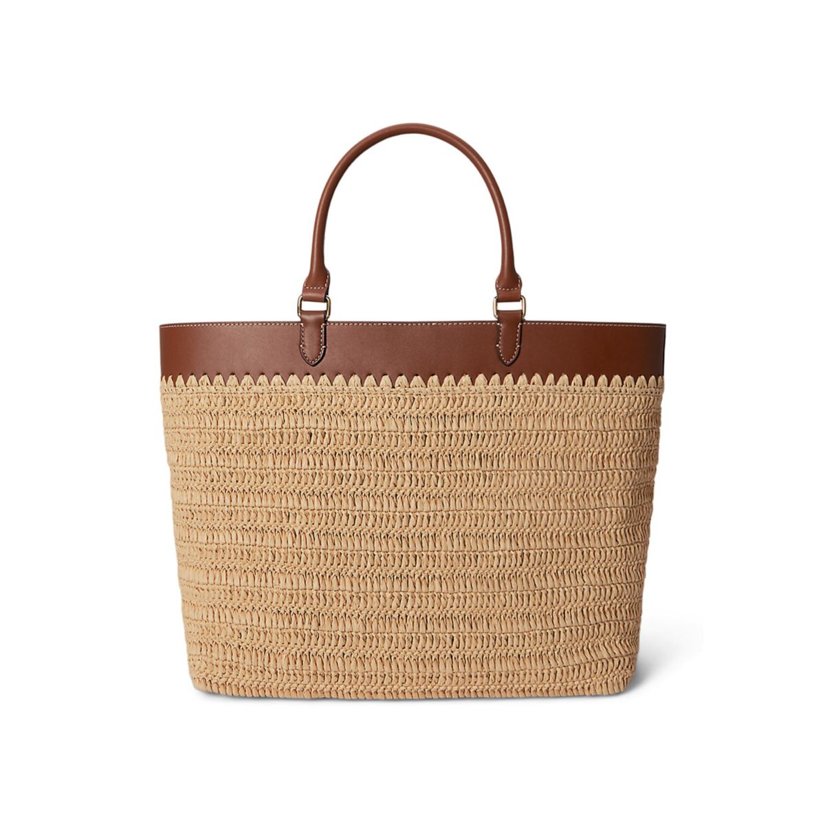 Leather-Trim Straw Large Kyla Tote Bag - 3