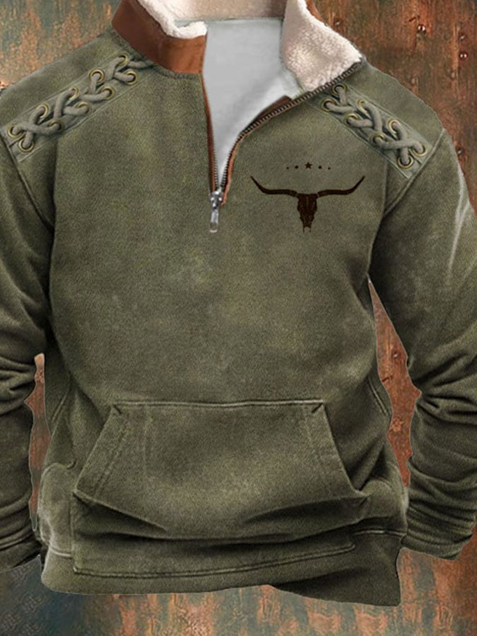 Sudadera casual cierre Stand cuello de manga larga estampado