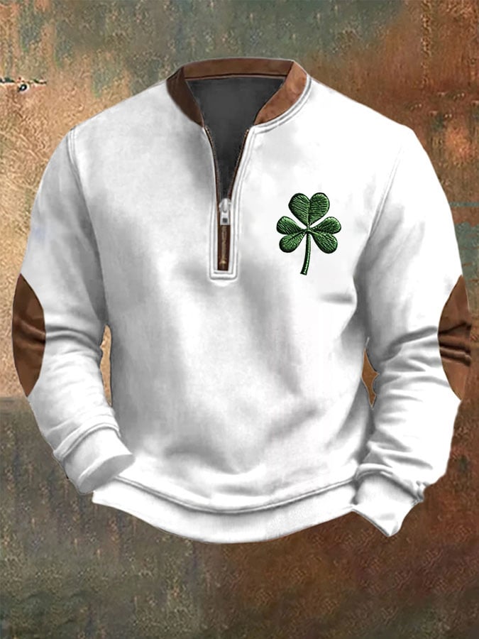 Sudadera St. Patrick's Day estampado con cierre para hombre
