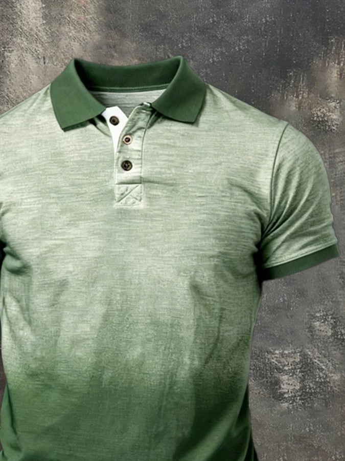 Camisa polo retro degradado en bloques de color para hombre