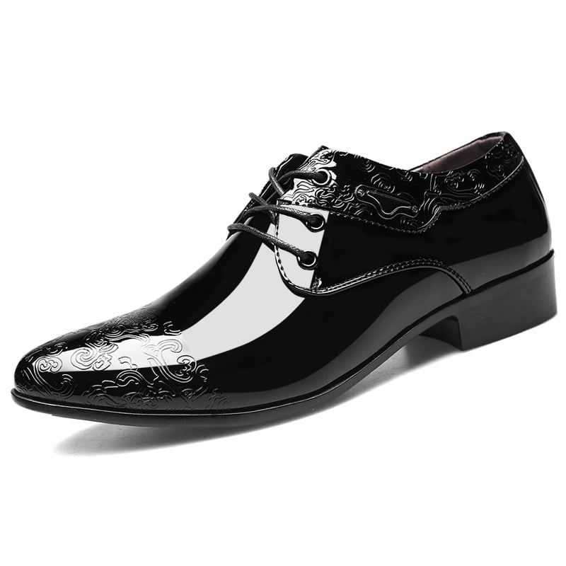 Zapatos ejecutivo formal casual Pointed Toe Carved Slip-on Patant Faux cuero para hombre