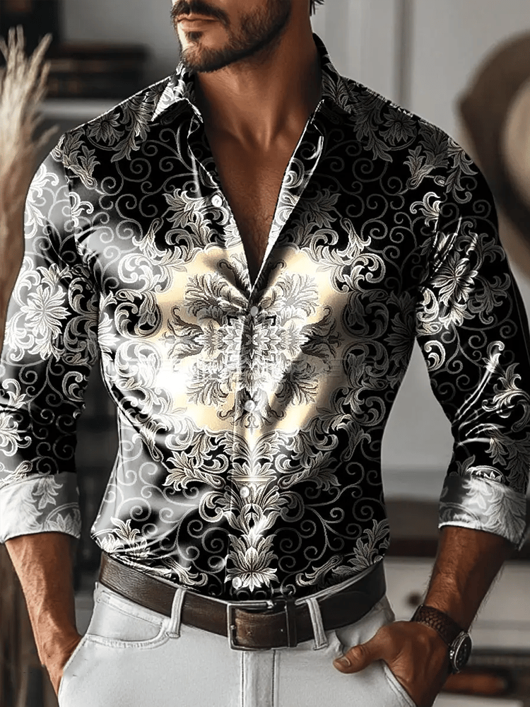 Camisa vintage de manga larga para hombre