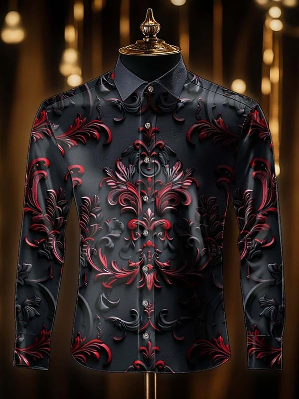 Camisa rayas estampado ejecutivo de manga larga para hombre