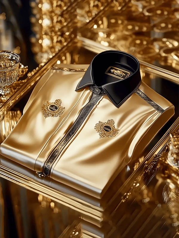 Camisa satén Luxe de manga larga con botones para hombre