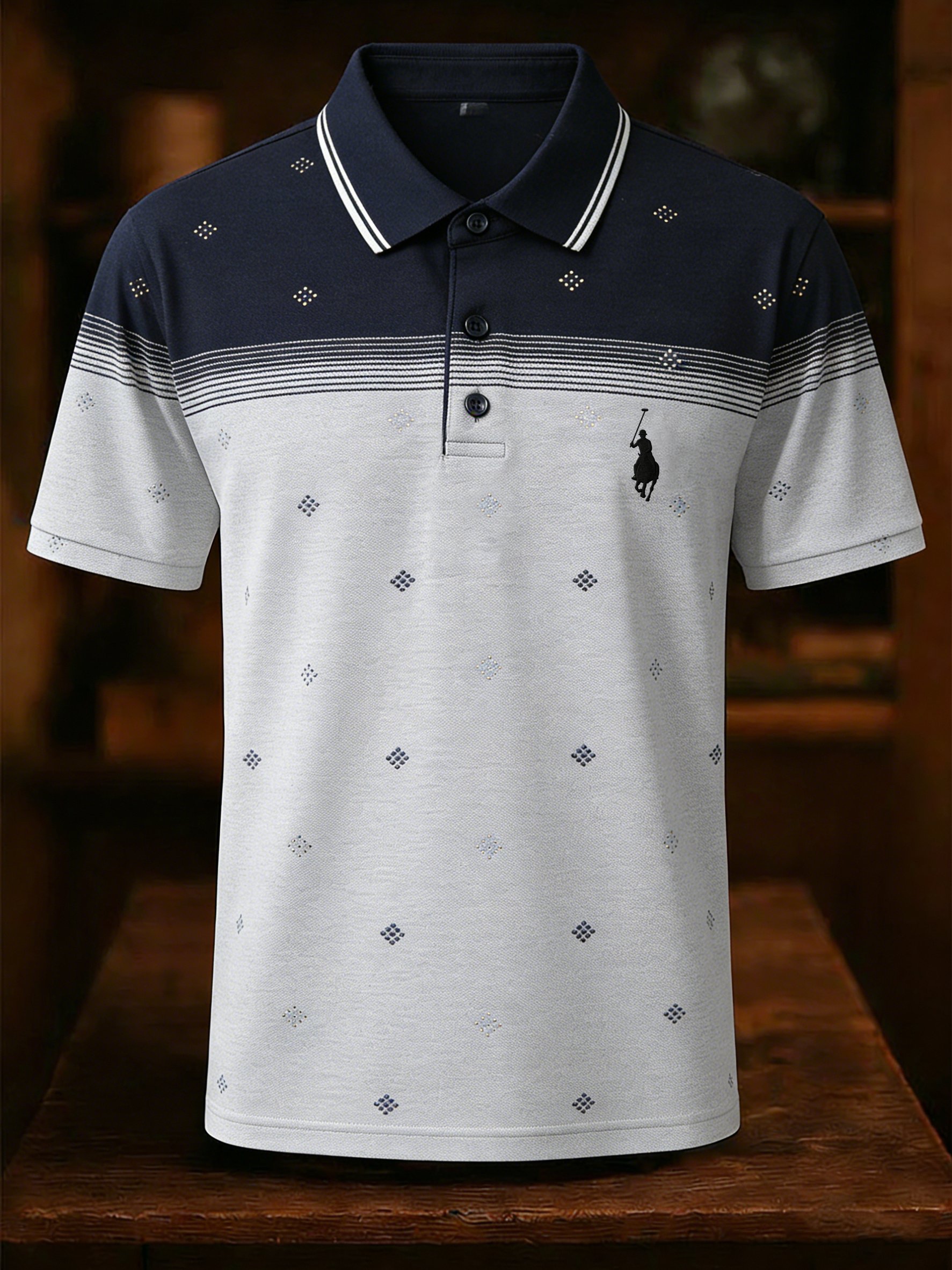 Camisa polo ejecutivo Style estampado de manga corta para hombre