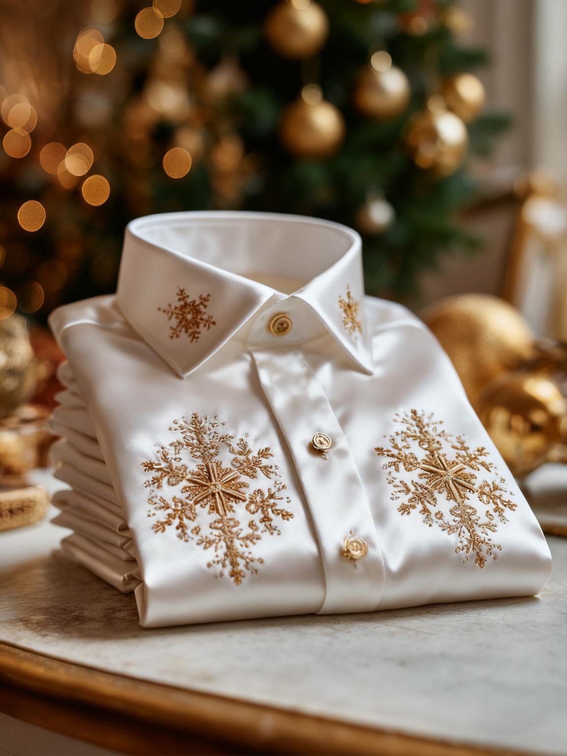 Camisa ejecutivo retro New Year Christmas estampado de manga larga para hombre