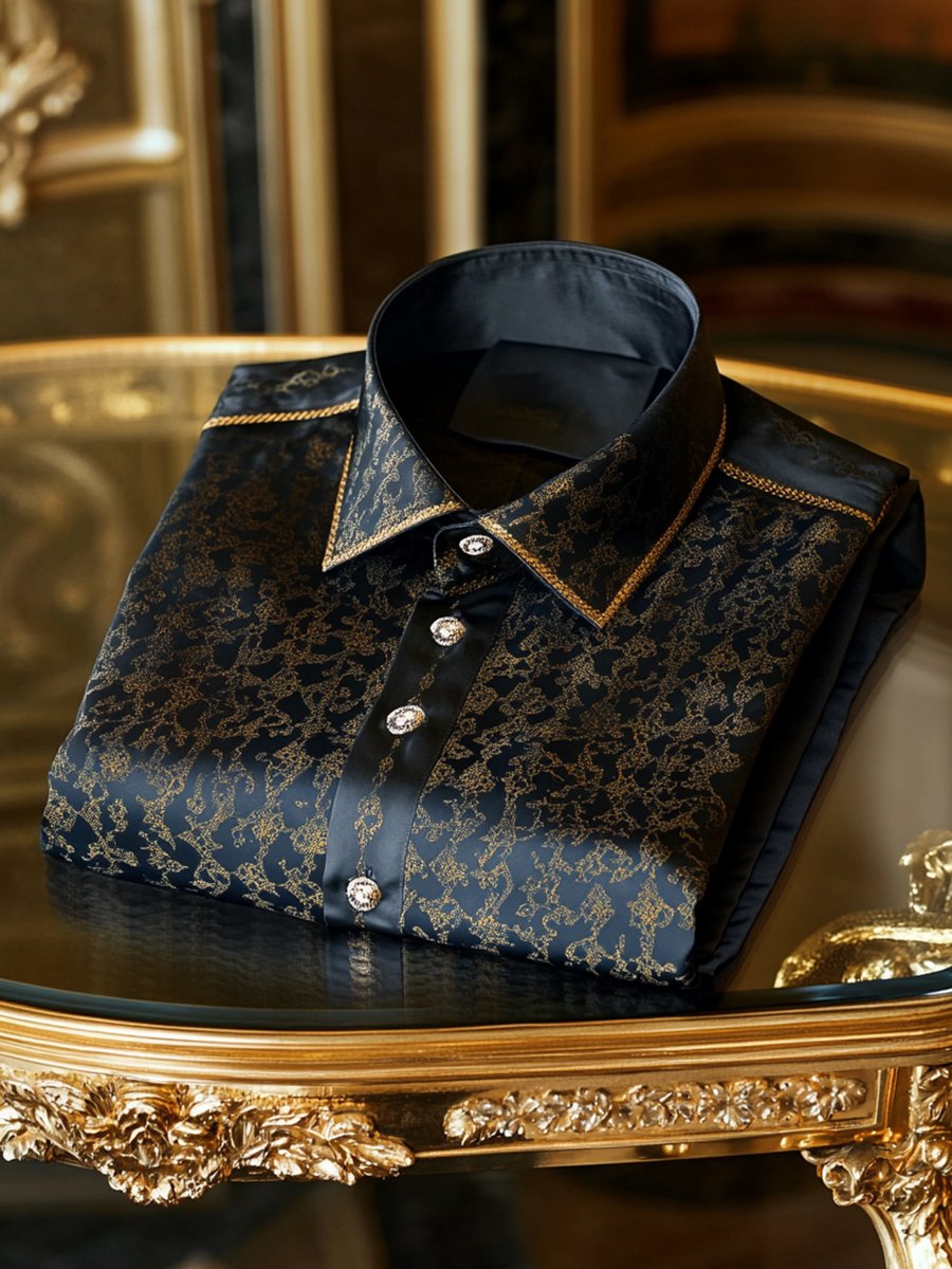 Camisa satén de lujo ejecutivo de manga larga para hombre