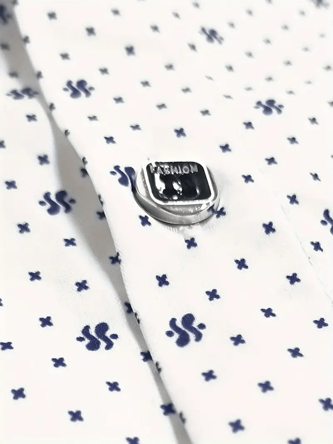 Camisa geométrico ejecutivo casual para hombre
