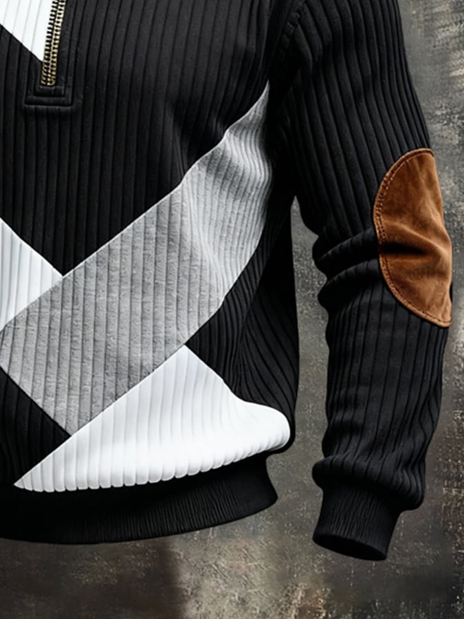 Sudadera vintage Style Color-Block de manga larga para hombre