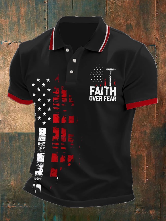 Camisa polo Faith Over Fear estampado para hombre