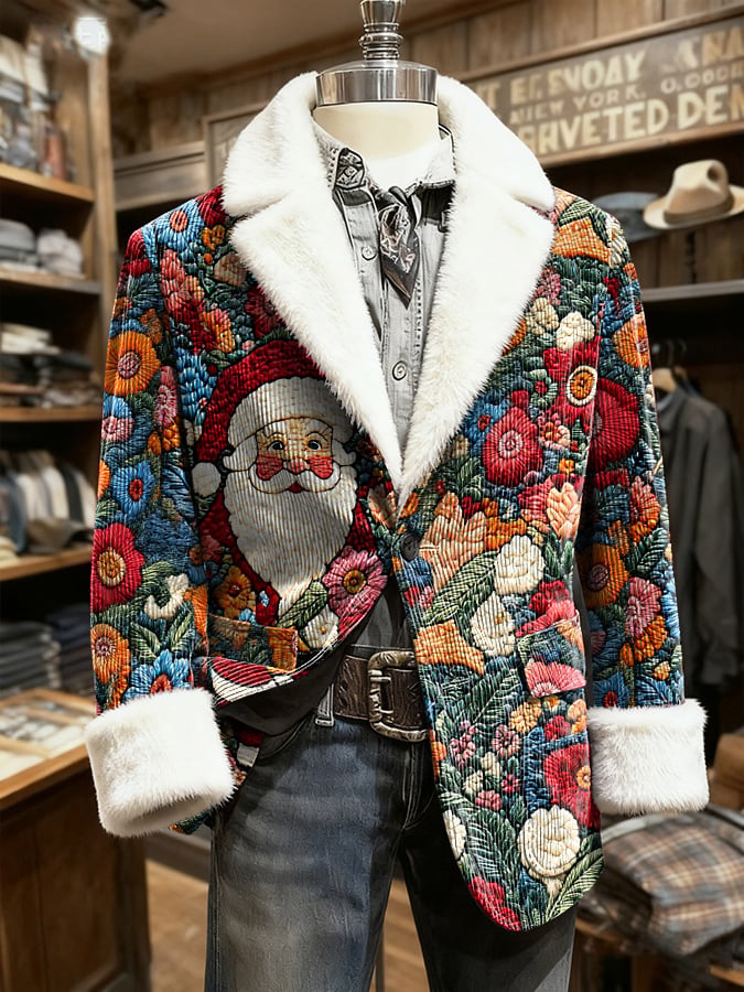 Saco retro Christmas solapa casual para hombre