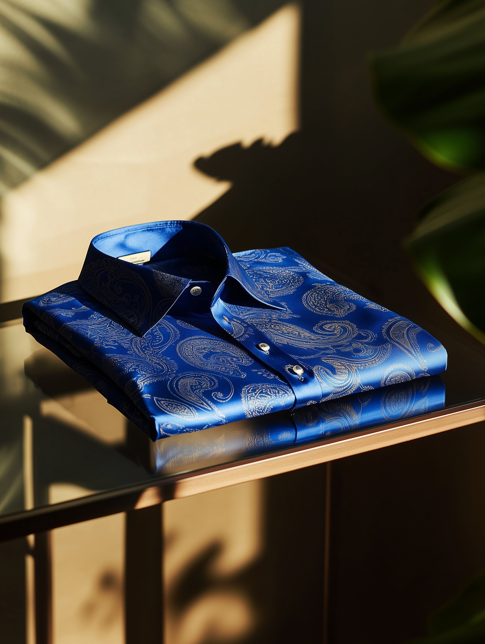Camisa ejecutivo casual Italy Paisley Old Money solapa de manga corta para hombre