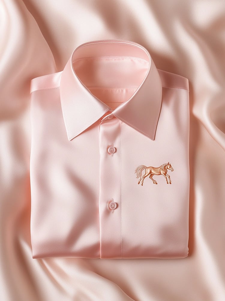 Camisa satén Luxe de manga larga con botones para hombre