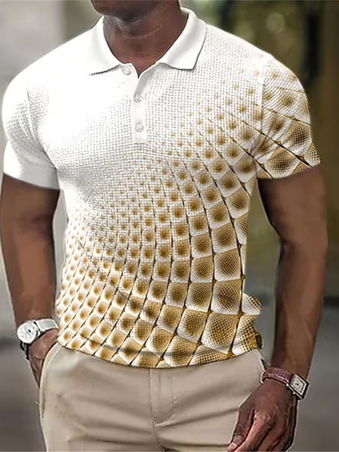 Estampado Lapel de manga corta Polo Top