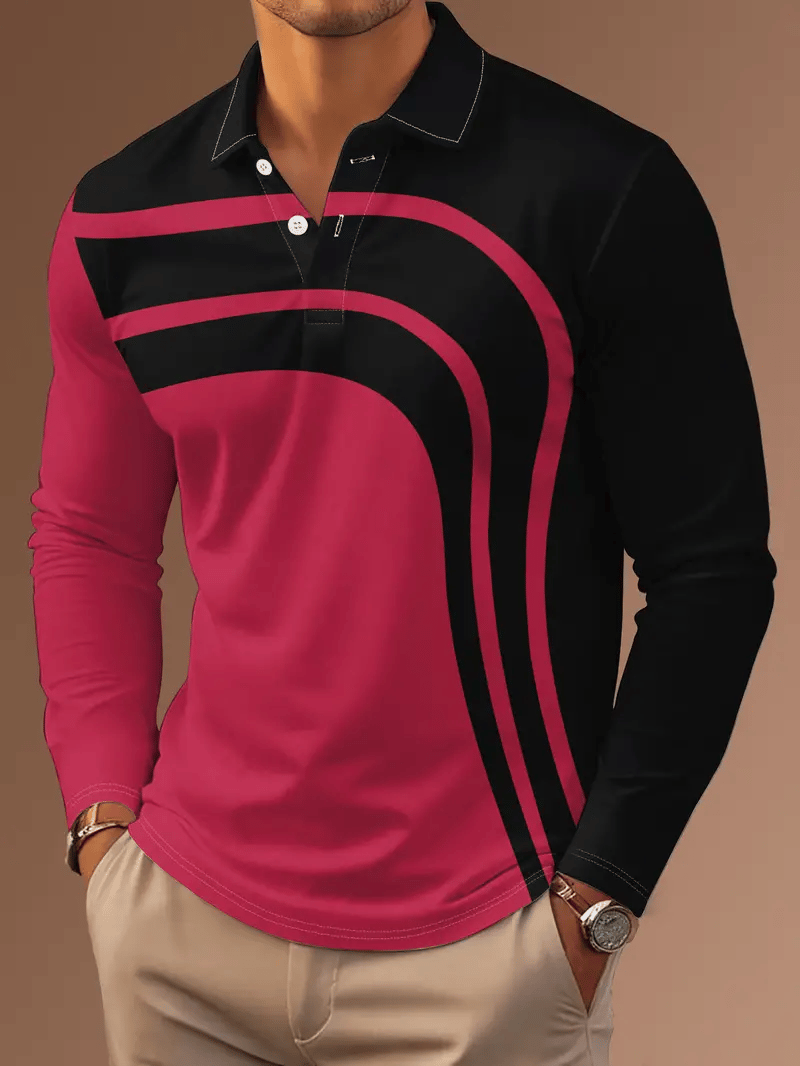 Ejecutivo casual a rayas con botones Polo para hombre