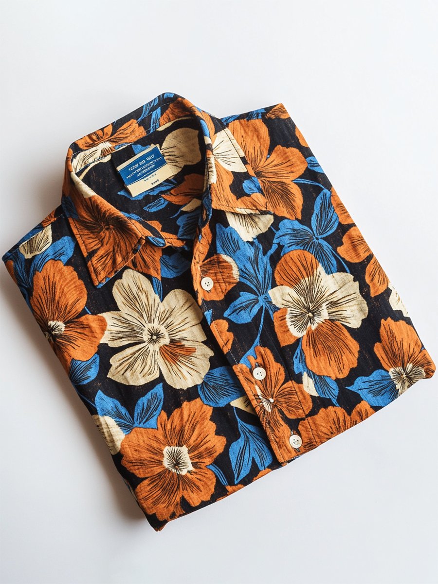 Camisa casual Holiday floral de manga larga para hombre