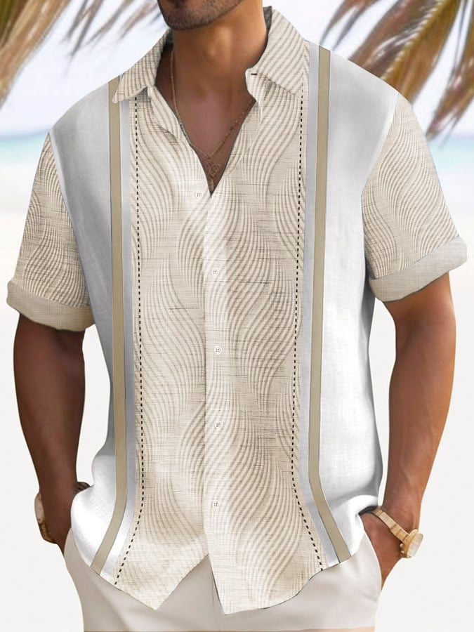 Camisa de moda casual Gradient Texture estampado de manga corta