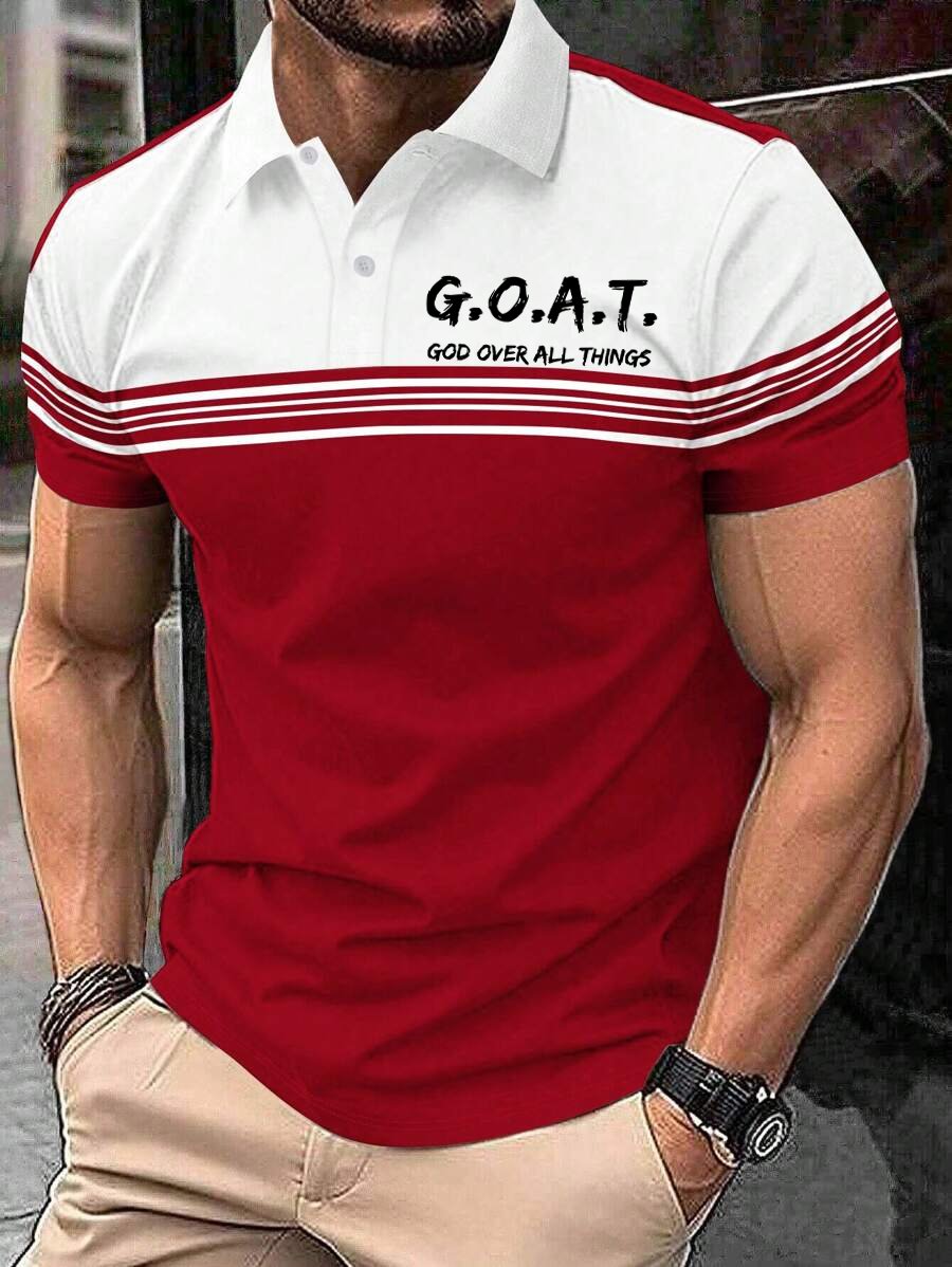 Camisa polo retro Faith casual estampado para hombre
