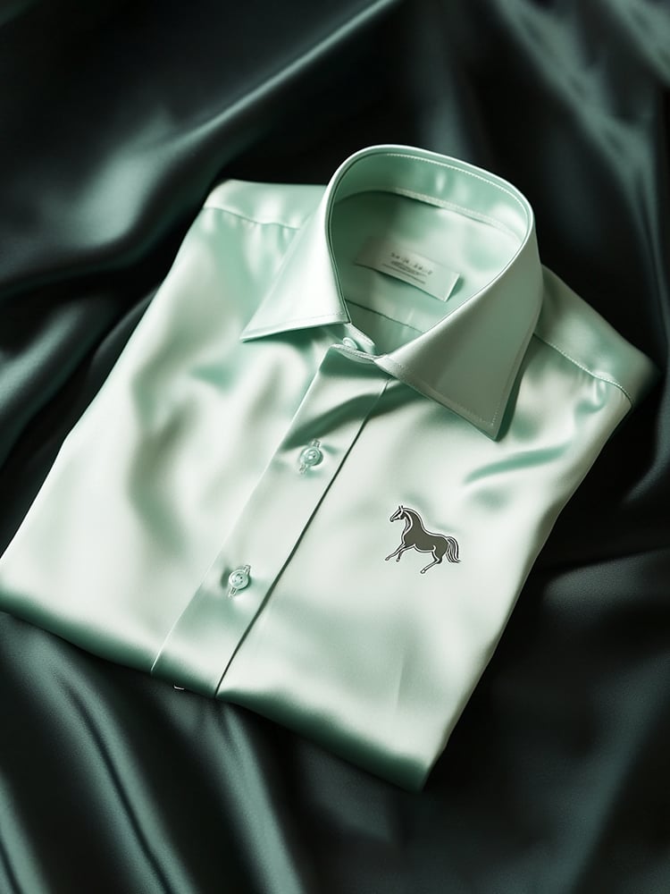 Camisa satén Luxe de manga larga con botones para hombre