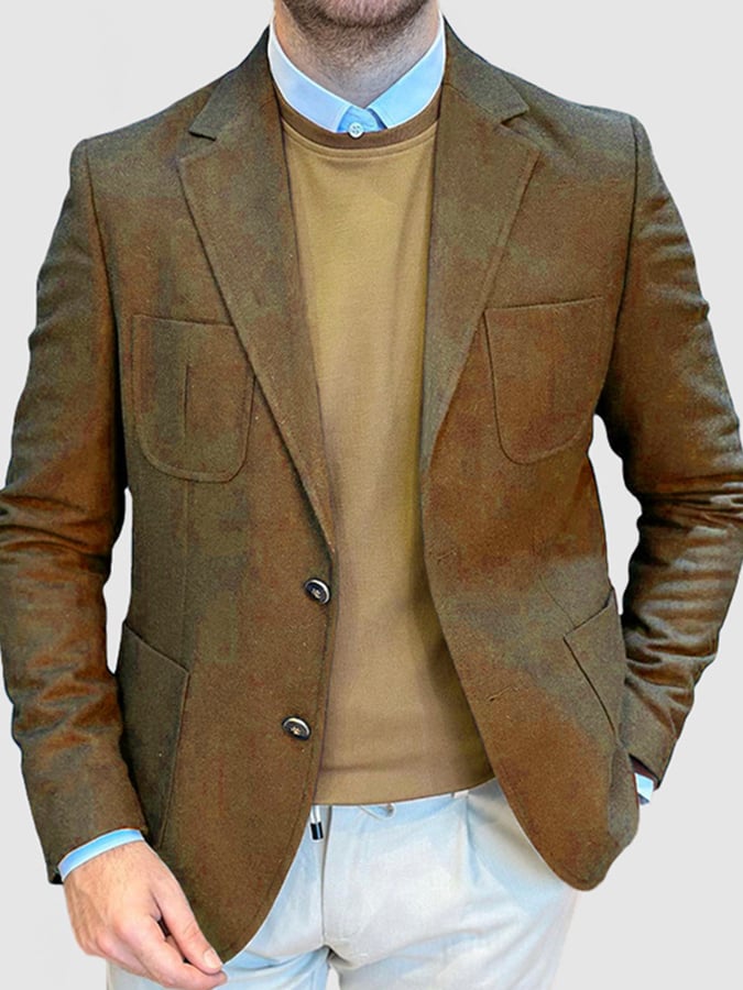 Chaqueta vintage Single Breasted bolsillo Gentleman's ejecutivo Suit para hombre