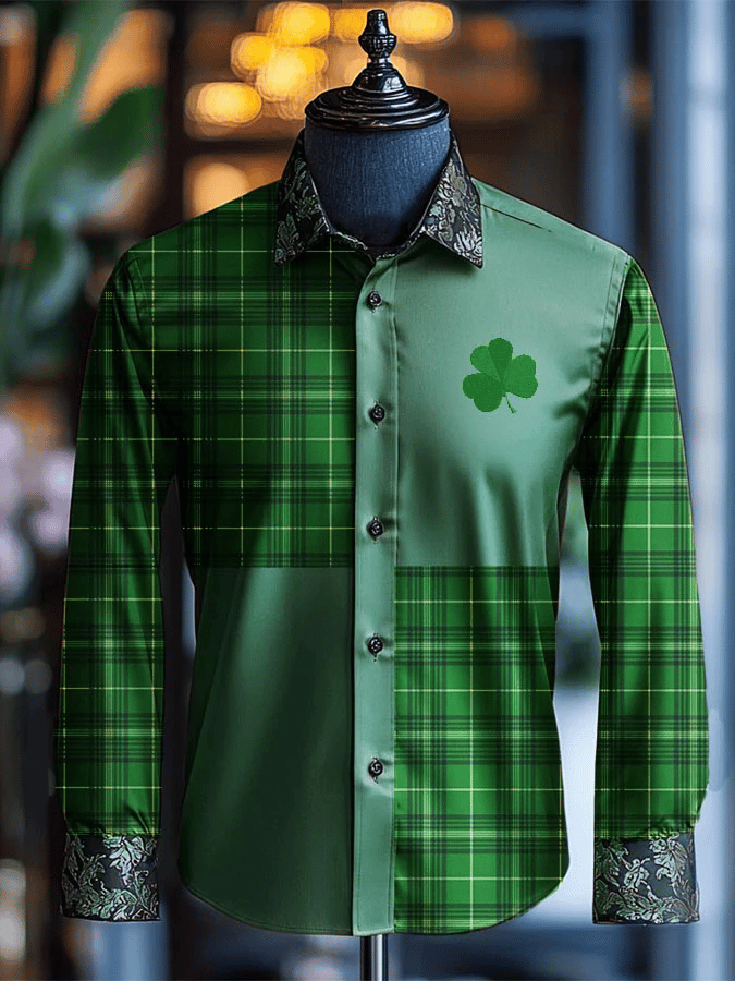 Camisa Party St. Patrick's Day casual de manga larga para hombre