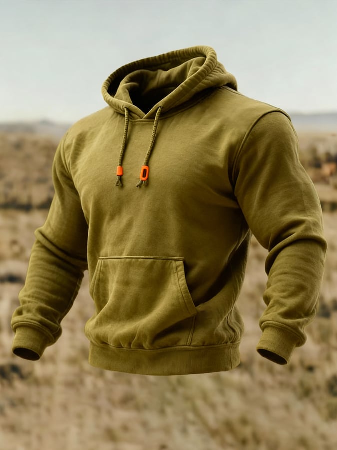 Sudadera retro clásico Basic All-Match de color sólido Hooded para hombre