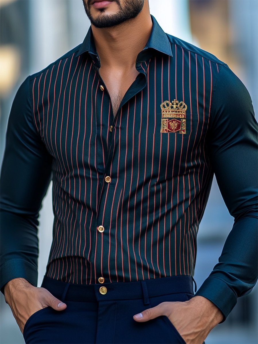 Camisa satén Luxe de manga larga con botones para hombre