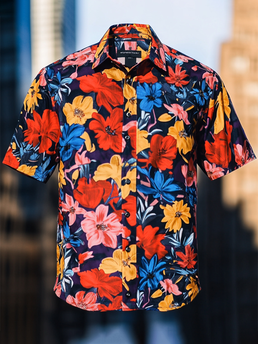 Camisa Resort casual floral Art de manga corta para hombre