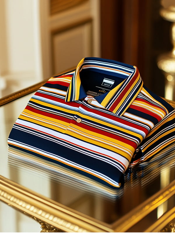 Camisa polo retro ejecutivo rayas estampado de manga larga para hombre