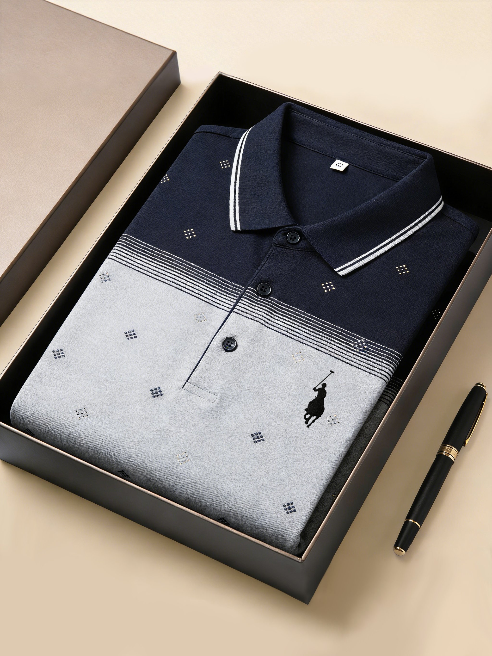 Camisa polo ejecutivo Style estampado de manga corta para hombre