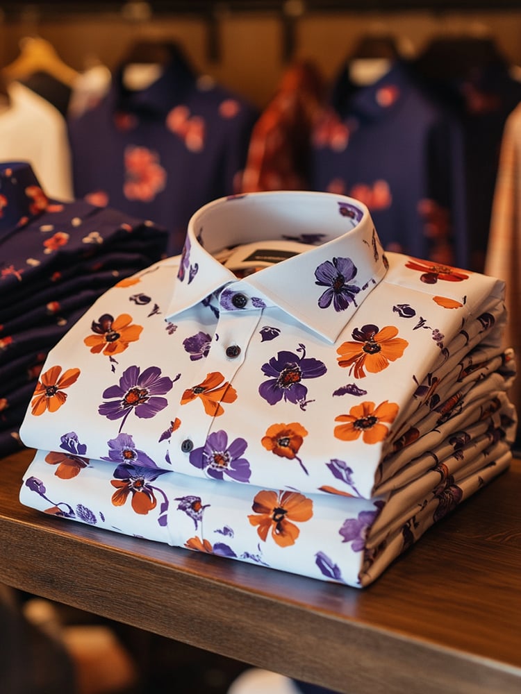Camisa ejecutivo de lujo floral estampado de manga corta para hombre