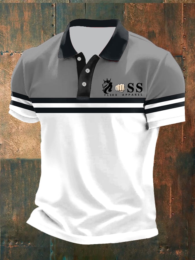 Casual retro ejecutivo Contrast Color Polo para hombre