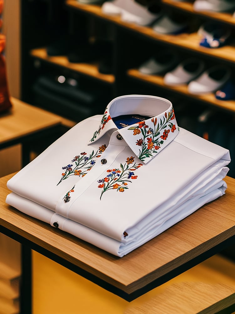 Camisa casual estampado de manga larga para hombre