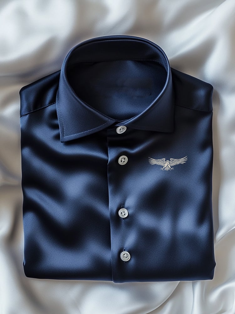 Camisa ejecutivo casual Logo solapa de manga corta para hombre