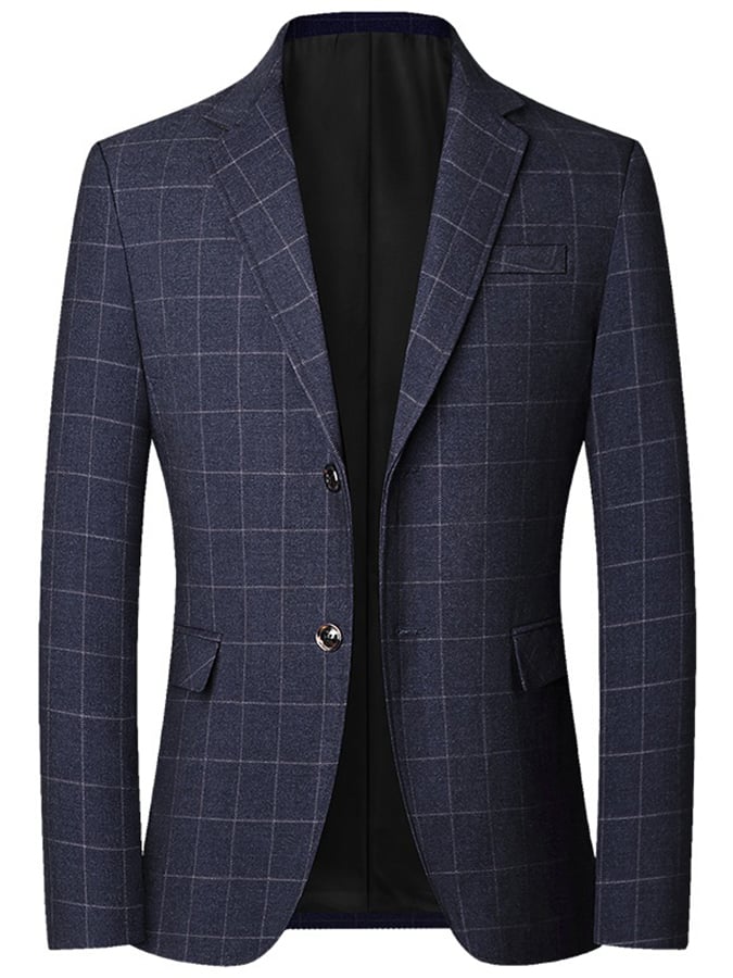 Saco para trabajo Office Notched cuello a cuadros Regular Fit para hombre
