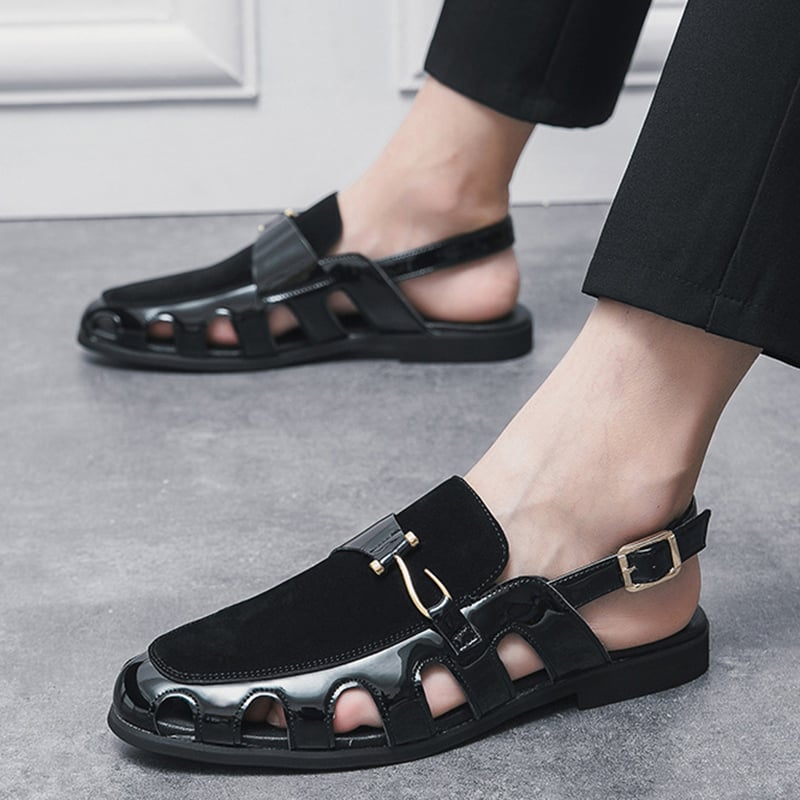 Sandalias retro transpirable Hollow Buckle Dress