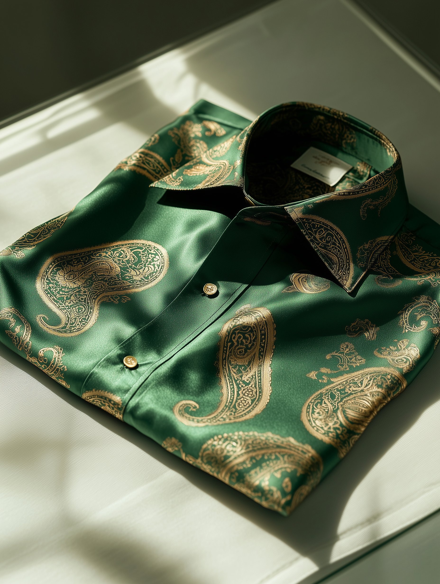 Camisa ejecutivo casual Italy Paisley Old Money solapa de manga corta para hombre