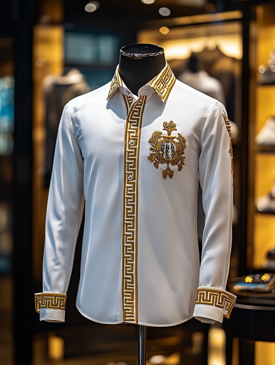 Camisa satén Luxe de manga larga con botones para hombre