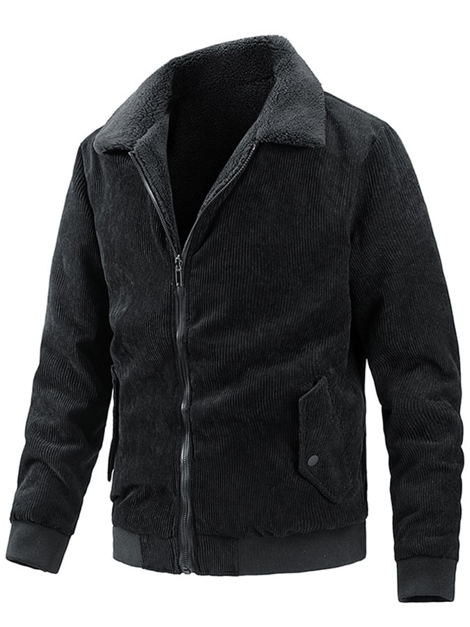 Chaqueta holgado casual solapa Plush para hombre
